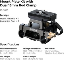 SmallRig Universal Mount Plate Kit with Dual 15mm Rod Clamp for Cameras
