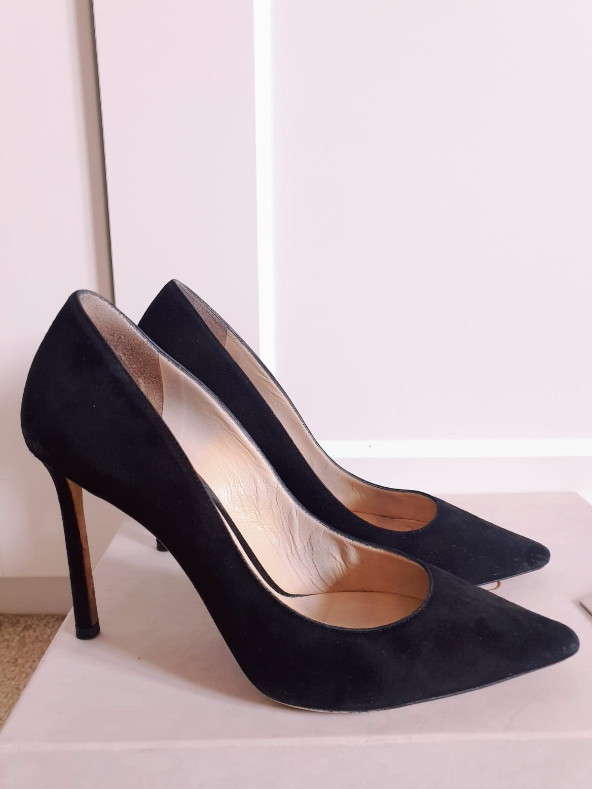 Jimmy Choo Romy 100 Black Suede Pointy Toe Pumps UK 4 EU 37 £650