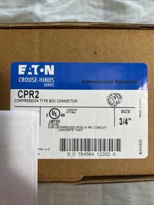 Lot of 100  Eaton, Rigid Compression Connectors Three-Quarter Inch