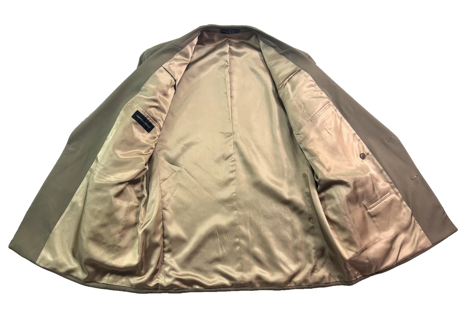 vtg 90s Andrew Fezza 44R 36x32 2pc Pant Suit Tan Double Breasted High Waisted - Image 4 of 4