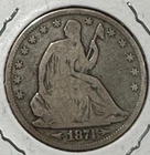 1874 US Seated LIBERTY SILVER Half Dollar! "Philadelphia" Mint! Good+! Old US