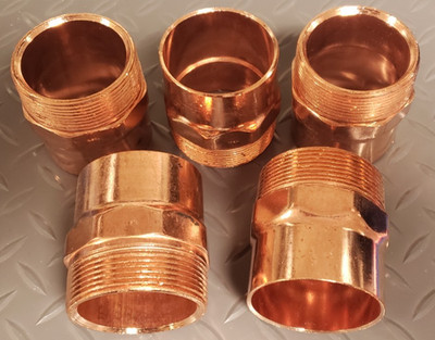 Box of 5 NIBCO 604 2 2-1/8'' Wrot Copper Male Adapter C x M 9032300 W-1187 5P035