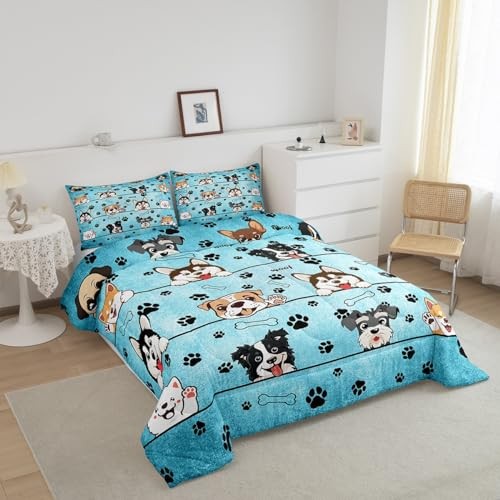 Cute Dog Comforter Set for Kids Room Decor Cartoon Puppy Pet Twin Cute Dog 01 - Picture 3 of 7