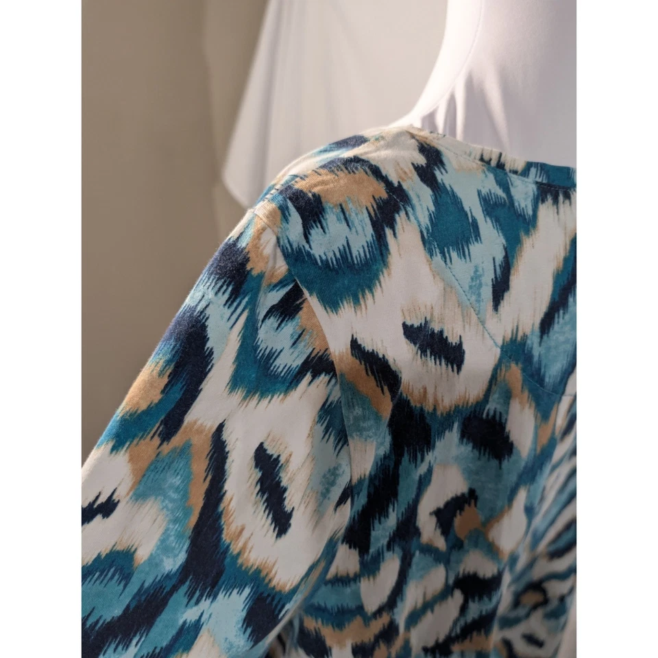 Camisa para mujer Chico Ikat estampado túnica top blusa talla 3 XL azul boho geométrico Foto 4 de 4