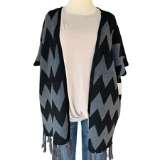 POL Black Checkered Cardigan Size Large-RF-224MS