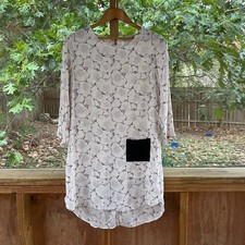 Amour Vert Women's White And Black Printed 100% Silk Mini Dress Size L