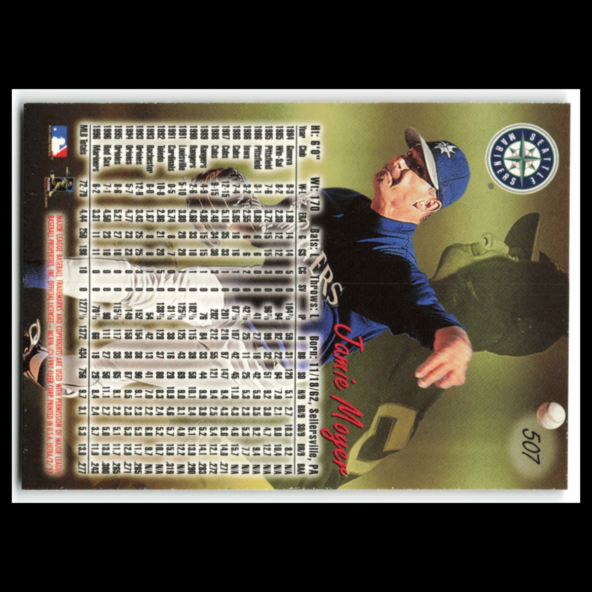 Jamie Moyer #507 1997 Fleer Ultra Seattle Mariners Baseball Card