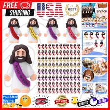 100 Pcs Little Jesus Figures Jesus Loves You Design Rubber Pocket Toys Littl...