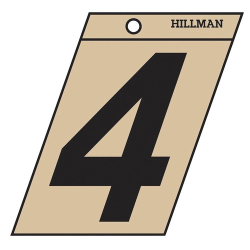 Hillman 839466 2-In. Adhesive Black & Gold House Number 4
