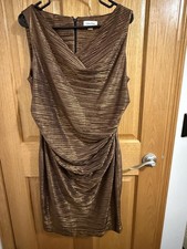 Calvin Klein Women's Brown Metallic Sheath Dress Size 14W