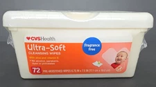 SEALED CVS 72 Cleansing Wipes in Reusable Dispenser- Dried Up Cloths