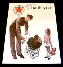1937 Texaco "Thank you" Girl Doll Carriage VTG Print Ad Backside Champion