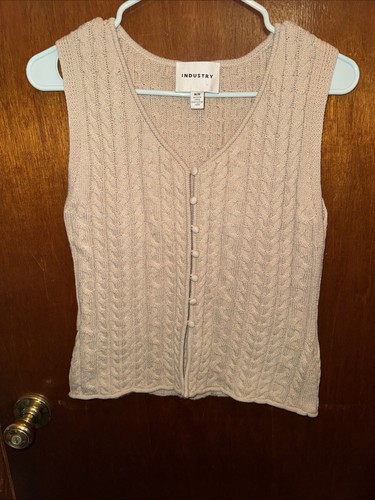 Industry Republic Womens Beige Button Up Sweater Vest Size Medium - Picture 3 of 7