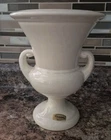 Haeger Flower Vase Urn White Throphy Style Cream Ivory Pottery USA