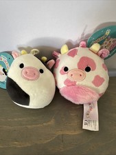NWT Set of 2- Squishmallow Cow Clip CONNOR  Evangelica 3.5 Inch Soft Plush New