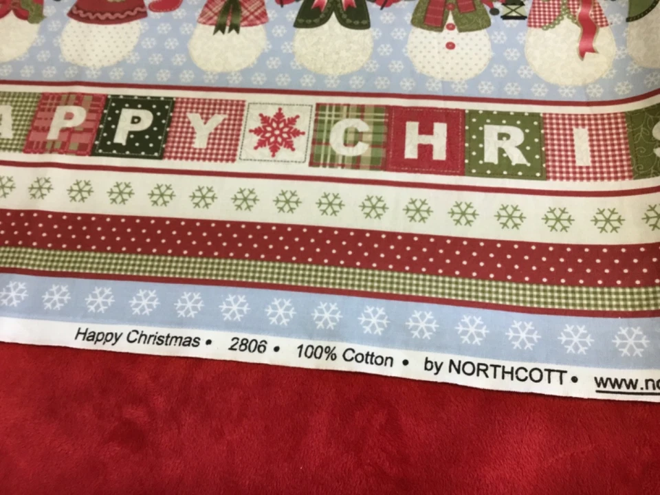 Tecido Northcott FELIZ NATAL 1,5 jarda bonecos de neve em uma fileira acolchoamento 100% algodão - Imagem 2 de 4