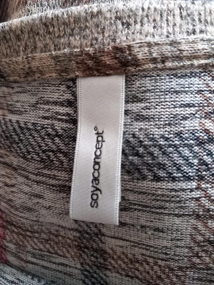 SoyaConcept Top UK 14/16 Brown Check Danish Designer Jumper Tunic Boxy Long Slv - Image 3 of 4