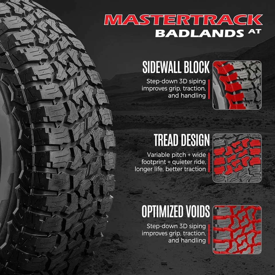4 All Terrain Tires Mastertrack BADLANDS AT P285/70R17 117T SUV Light Truck Tire - Image 3 of 4
