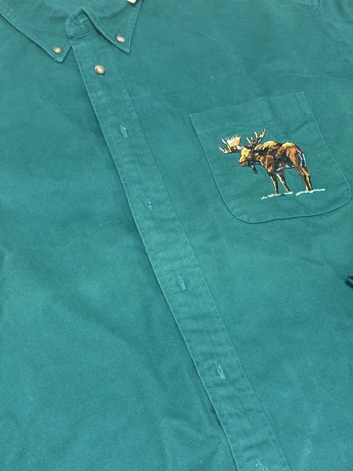 Vintage Flannel Shirt Size Green Embroidery Moose 2 Sided Size XL NWT - READ - Image 2 of 4