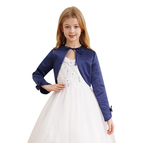 Girls Bolero Shrug Elegant Cardigan Performance Top Lace-up Jacket Open Front - Picture 13 of 29