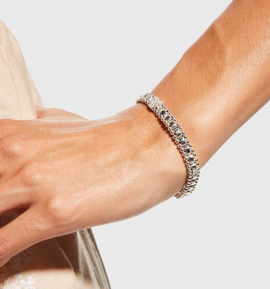 LAGOS Caviar Spark Single Station Diamond Link Bracelet Sterling Silver