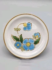 Vintage Stoneybrook Blue dawn Stoneware Floral Salad Plate 7.5" Brown & Blue