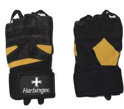 Harbinger leather 140 Pro wristwrap Weight Lifting Gloves Black Famous old style