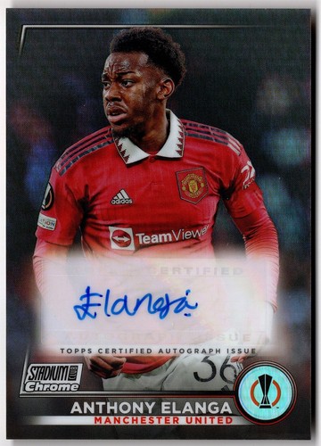 2022-23 Topps Stadium Club Chrome UEFA Refractor Auto ANTHONY ELANGA CA-AE Man U