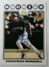 Jonathan Herrera Rookie Rc Autograph Rare Colorado Rockies