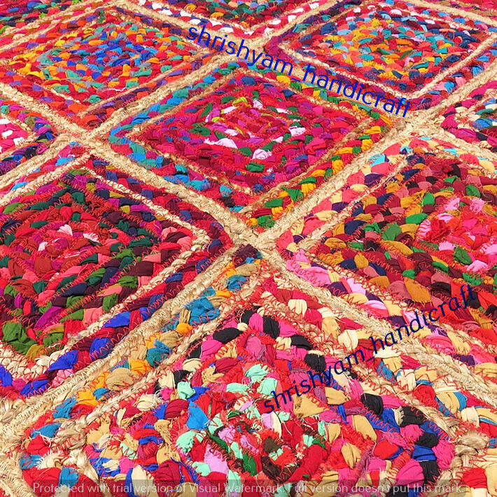 Indian Rugs Cotton Jute Woven Reversible Rug Floor Braided Rug