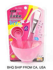 4 in 1 DIY Mask Facial skin care Bowl Brush Spoon Stick Tool set Pink