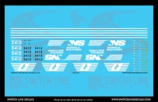 HO Scale Norfolk Southern SD40-2 3412 Locomotive Decal Set