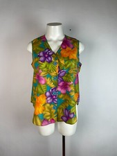 Honors Apparel Women's Vintage Y2K Tropical Vest fits like a M/L 38" Bust