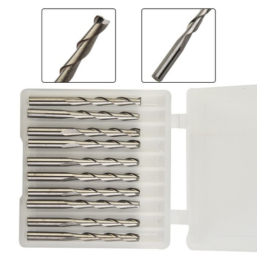 Lot De 10 Fraises 2 Goujures Carbure 1/8" Pour CNC - Fraises En Spirale Pour Bois - Marque XCAN