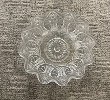 Clear Glass Bowl Starburst & Diamond Pattern Vintage