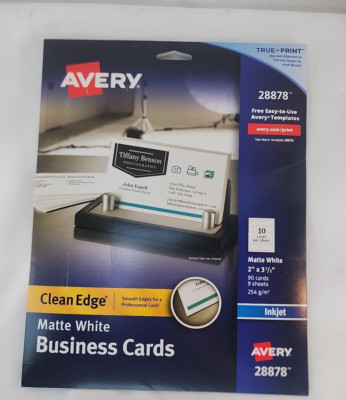 Avery Clean Edge Business Cards, Matte White, 2'' x 3-1/2'', 90 Cards (28878)