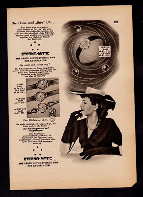 3w7853/ Dekorative Reklame von 1950   Uhren von ETERNA-MATIC