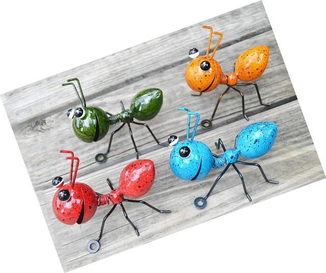 4 Metal Ants Set Garden Design Wall Decoration Backyard Sculpture