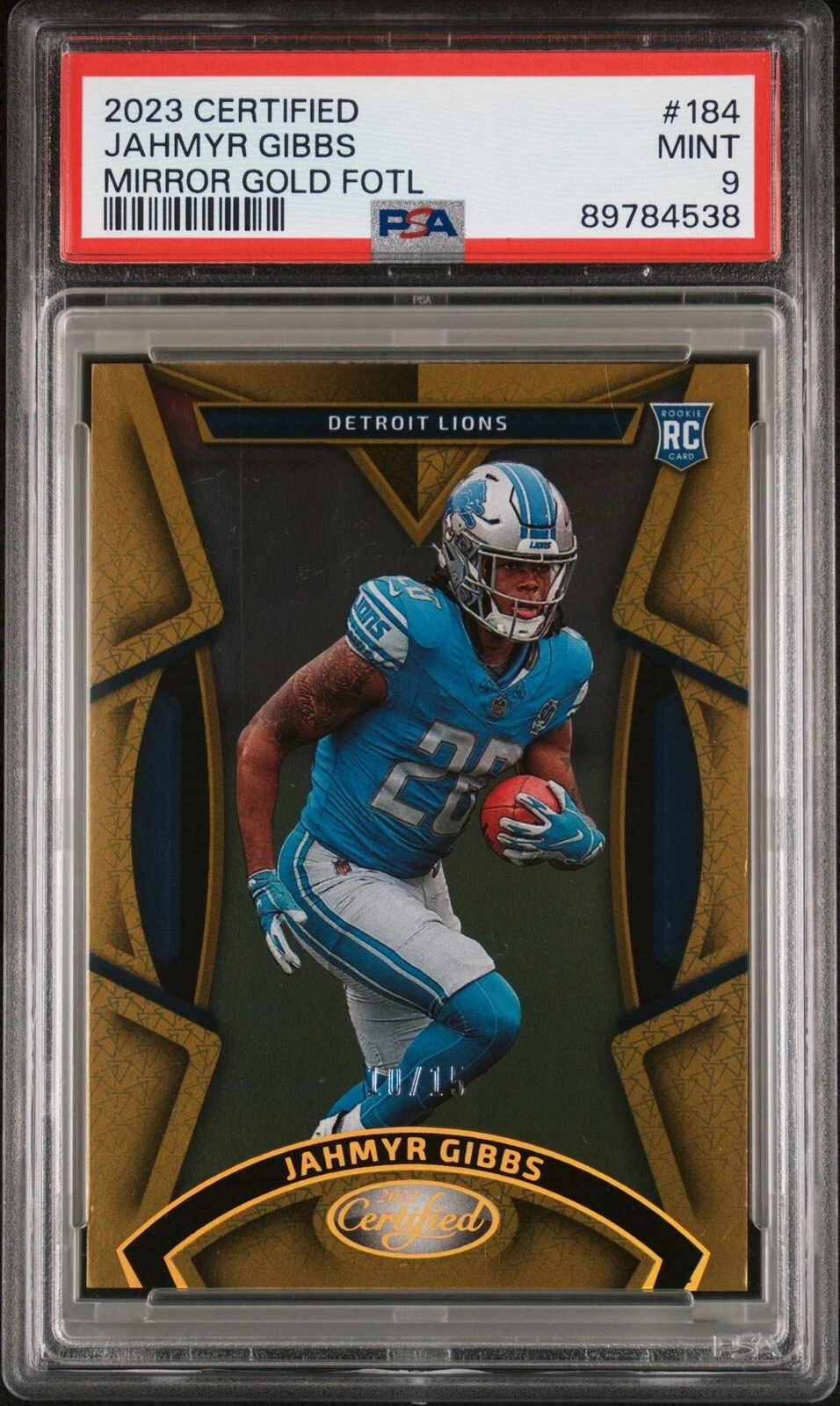 Jahmyr Gibbs Panini Certified #184 Mirror Gold Fotl