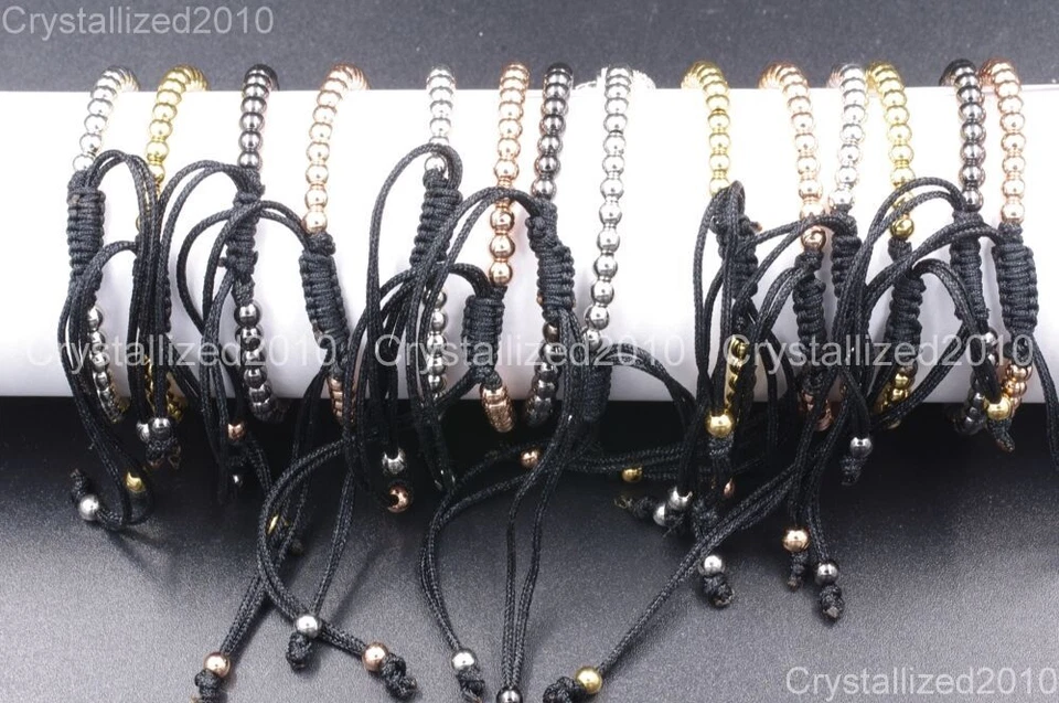 Bracciale Yoga Macrame regolabile con strass zircone, argento 18 carati... - Immagine 4 di 4