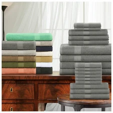 12 Piece Solid Eco Friendly Cotton Washcloth Hand T0wels Bath Bathroom Towel Set