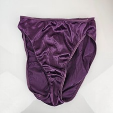 Vintage Purple Second Skin Satin Panties Hi Cut Leg Briefs Shiny Slippery 6 M