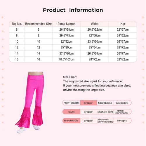 Kids Girls Pants Modern Trousers Theme Sweatpants Ballroom Bell-Bottom Disco - Picture 44 of 65