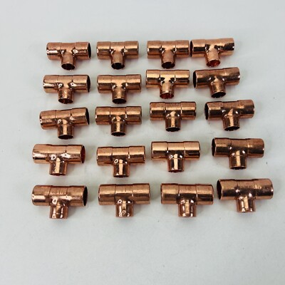 Lot of 20 Elkhart 111-R Copper Reducing Tee 5/8'' x 5/8'' x 1/2'' (Nominal Size)