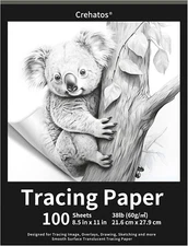 8.5" X 11" Tracing Paper, Translucent Tracing Pad, 100 Sheets 38Lb/60Gsm Vellum