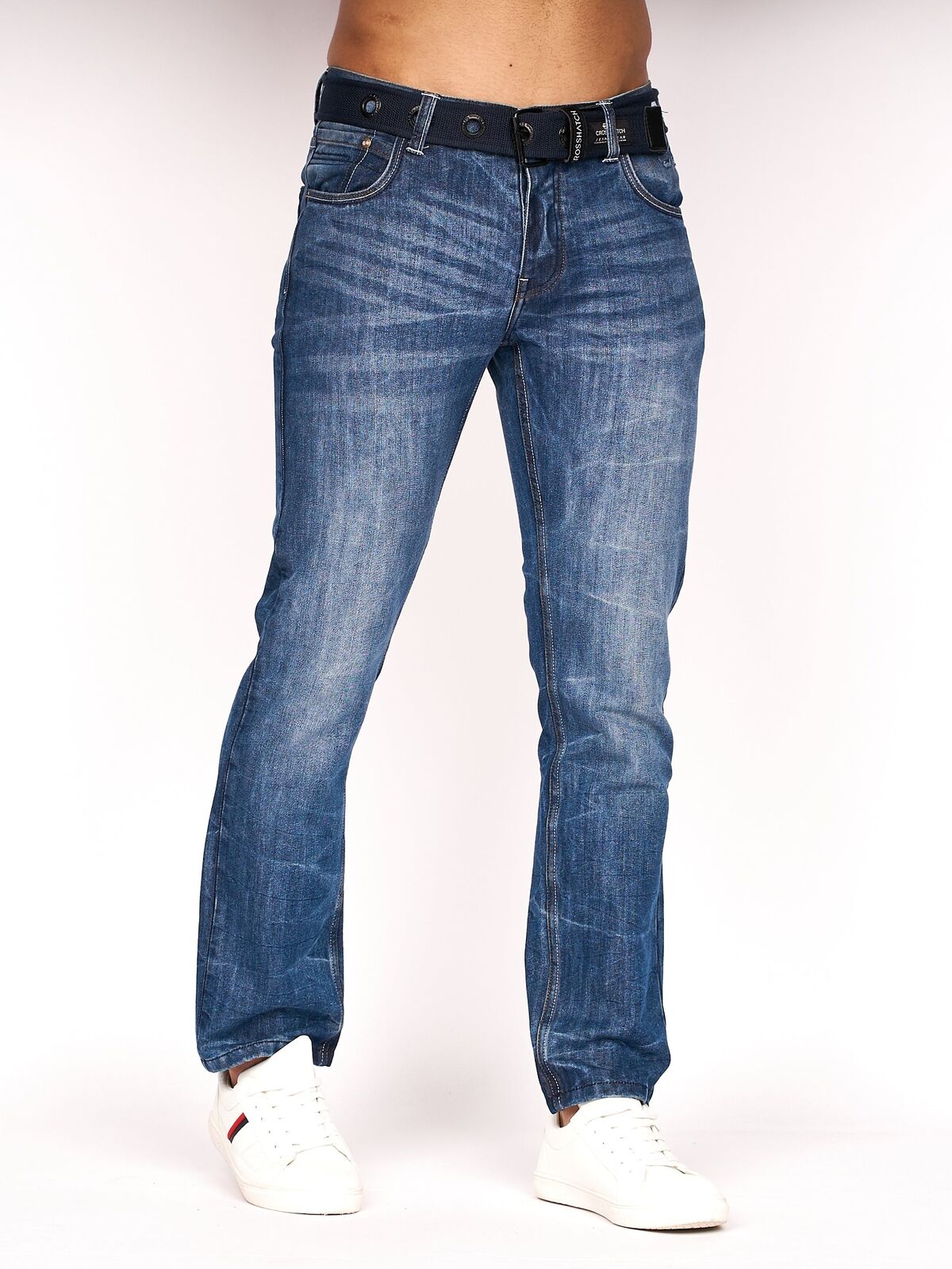 Crosshatch - Mens New Embossed Techno Denim Jeans Stone Wash | eBay
