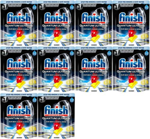 460 Tablets - 10 Packs of 46 Tablets Finish Quantum Ultimate Pro Dishwash Lemom - Picture 1 of 1