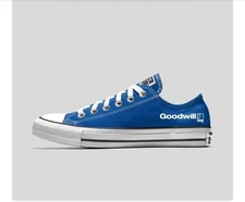 Blue And White Converse With Goodwill Logo