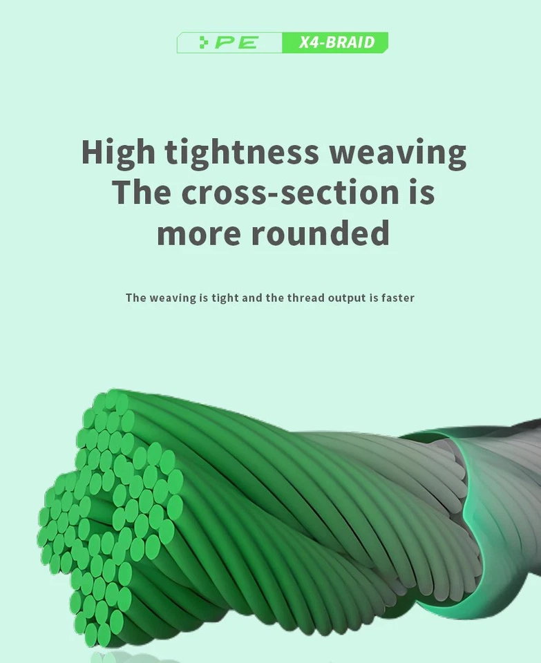 Línea de pesca trenzada multicolor 100M 100 % PE 2,7 kg-45,3 kg 4 hilos Foto 4 de 4