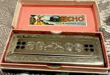 M. Hohner Echo Harp Diatonic Harmonica Key of G and C Vintage w/ Case